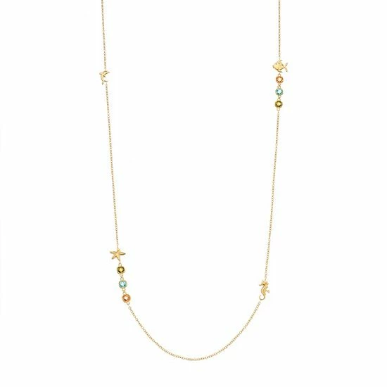 New ๐ Unbranded Gold Tone Sterling Silver Cubic Zirconia Nautical Charm Necklace ๐ฅ