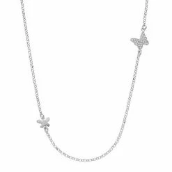 Budget 🧨 Unbranded Sterling Silver Cubic Zirconia Double Butterfly Necklace 👍