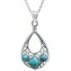 Flash Sale 🎁 Unbranded Sterling Silver Enhanced Turquoise Small Open Teardrop Pendant Necklace 😀