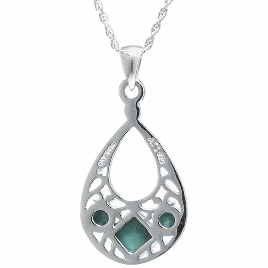 Flash Sale 🎁 Unbranded Sterling Silver Enhanced Turquoise Small Open Teardrop Pendant Necklace 😀 - Image 2