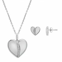 Best reviews of ⌛ Unbranded Sterling Silver 1/8 Carat T.W. Diamond Heart Pendant & Earrings Box Set ✨