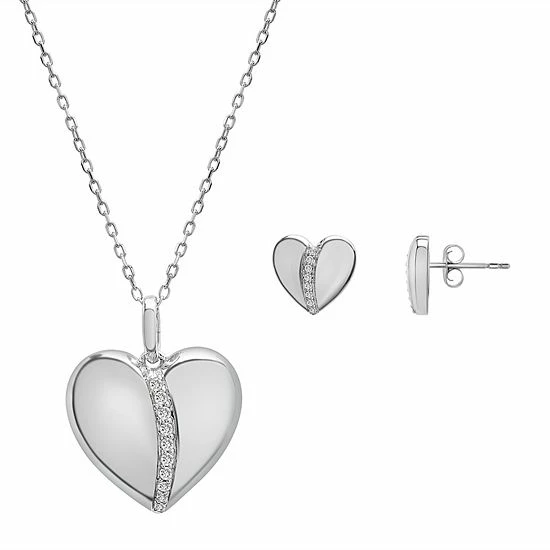 Best reviews of ⌛ Unbranded Sterling Silver 1/8 Carat T.W. Diamond Heart Pendant & Earrings Box Set ✨