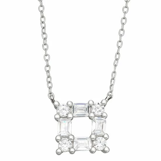 Hot Sale 🔔 Unbranded Sterling Silver Cubic Zirconia Square Necklace 😍