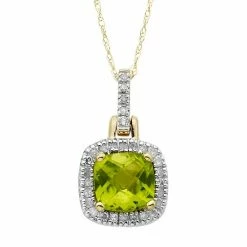 Best Sale 😀 Unbranded Peridot & 1/8 Carat T.W. Diamond 10k Gold Halo Pendant Necklace White 😀