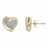 Outlet 💯 Unbranded 14k Gold Over Silver 1/10 Carat T.W. Diamond Heart Stud Earrings 👍