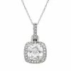 Cheap ⭐ Unbranded Lab-Created White Sapphire & 1/8 Carat T.W. Diamond 10k White Gold Halo Pendant Necklace ✨