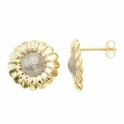 Wholesale 👏 Unbranded 14k Gold Over Silver Cubic Zirconia Flower Stud Earrings 😀