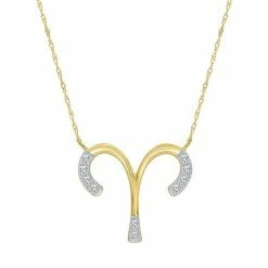 Top 10 🎁 Unbranded Sterling Silver 1/10 Carat T.W. Diamond Pave Aries Zodiac Pendant Necklace Two Tone 👍