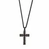 Outlet 💯 Unbranded Men's Black Ion-Plated Stainless Steel Damascus Cross Pendant Necklace ✨