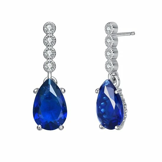 Brand new ๐ Unbranded Sterling Silver Blue Cubic Zirconia Teardrop Earrings ๐ - Image 4
