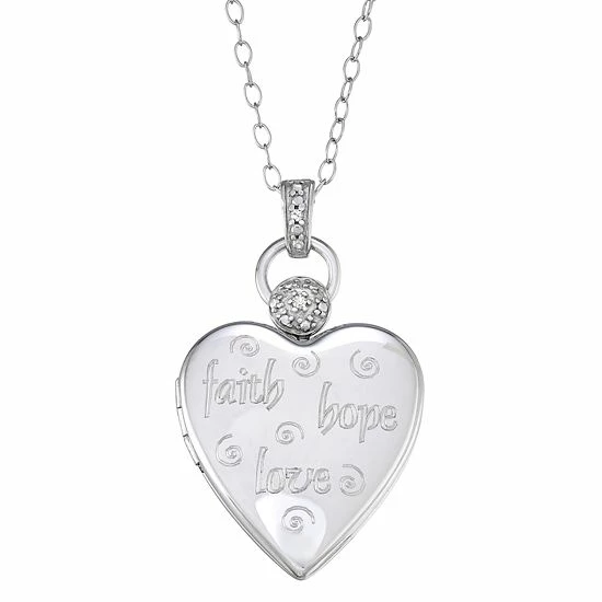 Cheapest ๐ Unbranded Sterling Silver Diamond Accent "Faith, Hope, Love" Heart Pendant Necklace ๐คฉ - Image 4