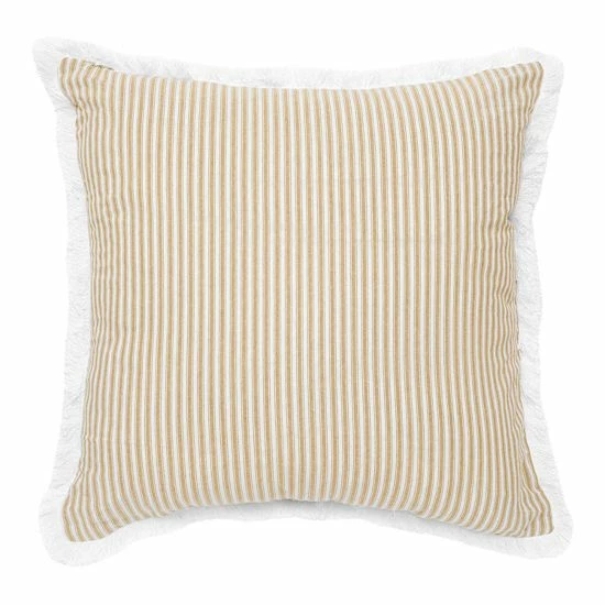 Best Pirce ❤️ Unbranded 22" Reversible Stripe Feather Pillow With Fringe Yellow 👍