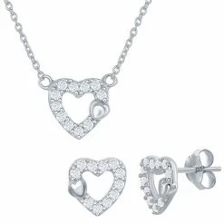Best reviews of 😍 Unbranded Sterling Silver Cubic Zirconia Open Heart Necklace & Earring Set 😉