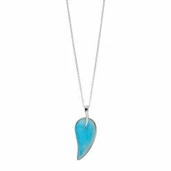 Brand new ⭐ Unbranded Sterling Silver Larimar Leaf Pendant Necklace 🔔