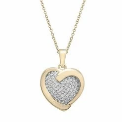 Best Sale 👍 Unbranded 14k Gold Over Silver 1/10 Carat T.W. Diamond Heart Pendant 🛒