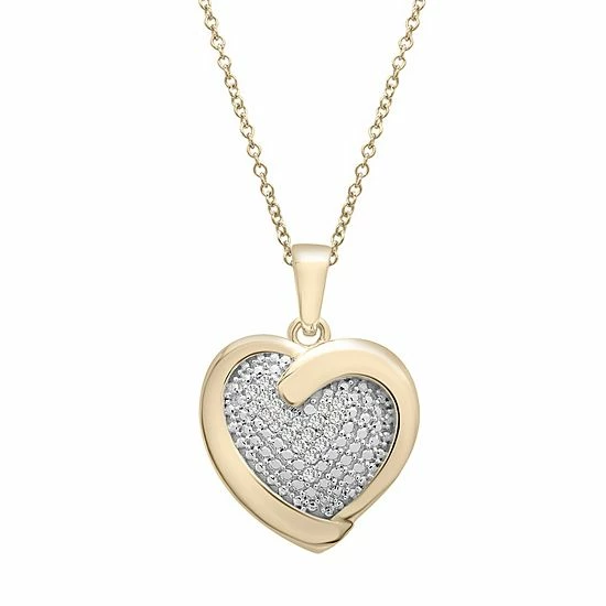 Best Sale ๐ Unbranded 14k Gold Over Silver 1/10 Carat T.W. Diamond Heart Pendant ๐
