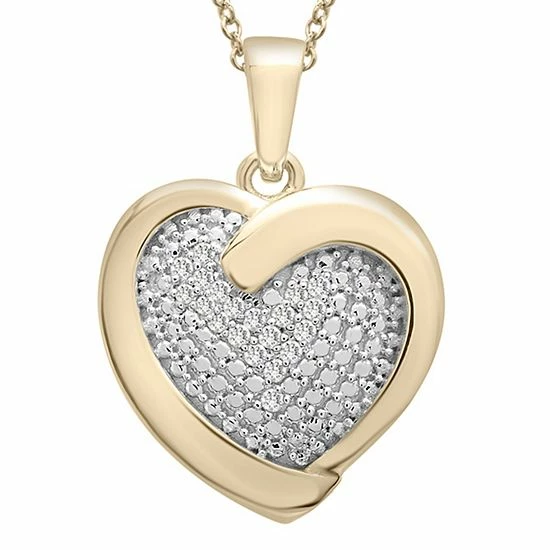 Best Sale ๐ Unbranded 14k Gold Over Silver 1/10 Carat T.W. Diamond Heart Pendant ๐ - Image 2