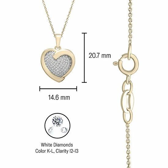 Best Sale ๐ Unbranded 14k Gold Over Silver 1/10 Carat T.W. Diamond Heart Pendant ๐ - Image 4
