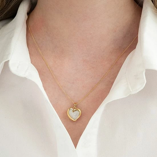 Best Sale ๐ Unbranded 14k Gold Over Silver 1/10 Carat T.W. Diamond Heart Pendant ๐ - Image 5