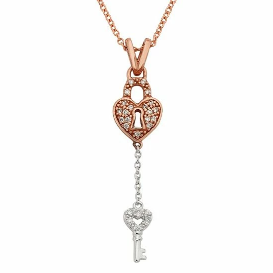 Best Sale ๐ Unbranded 1/8 Carat T. W. Diamond Sterling Silver Two Tone Lock & Key Pendant โค๏ธ