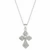 Outlet ⌛ Unbranded 10k White Gold 1/10 Carat T.W. Diamond Cross Necklace ✨