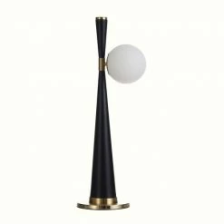 Promo 🎉 Unbranded Contemporary Slim Black Tapered Table Lamp With Glass Ball Globe 🥰