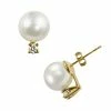 Cheap 😍 Unbranded 14k Gold Akoya Cultured Pearl And Diamond Accent Stud Earrings ⌛