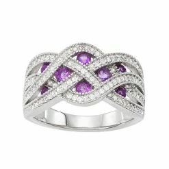 Best deal 🌟 Unbranded Sterling Silver Amethyst & White Topaz Woven Ring 🌟
