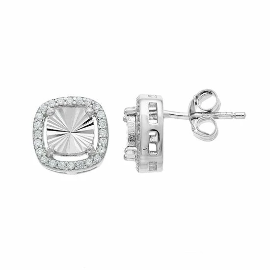 Outlet ๐ฅฐ Unbranded Sterling Silver Cubic Zirconia Cushion Stud Earrings โจ - Image 3