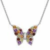 Budget 👍 Unbranded Sterling Silver Rainbow Gemstone Butterfly Necklace 🥰