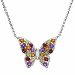 Budget 👍 Unbranded Sterling Silver Rainbow Gemstone Butterfly Necklace 🥰