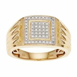 Budget 🤩 Unbranded Men's 14k Gold Over Silver 1/10 Carat T.W. Diamond Ring ✔️