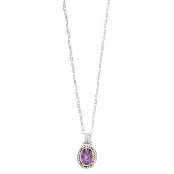 Best Pirce ✨ Unbranded Two Tone Sterling Silver Oval Amethyst Pendant Necklace ⌛