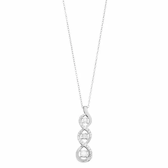 Flash Sale ๐ Unbranded Sterling Silver 1/4 Carat T.W. Diamond Three-Stone Pendant Necklace ๐
