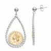 Wholesale 😀 Unbranded Two Tone Sterling Silver Replica Coin Drop Earrings 🌟