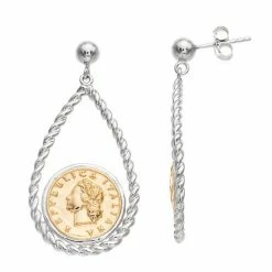 Wholesale 😀 Unbranded Two Tone Sterling Silver Replica Coin Drop Earrings 🌟