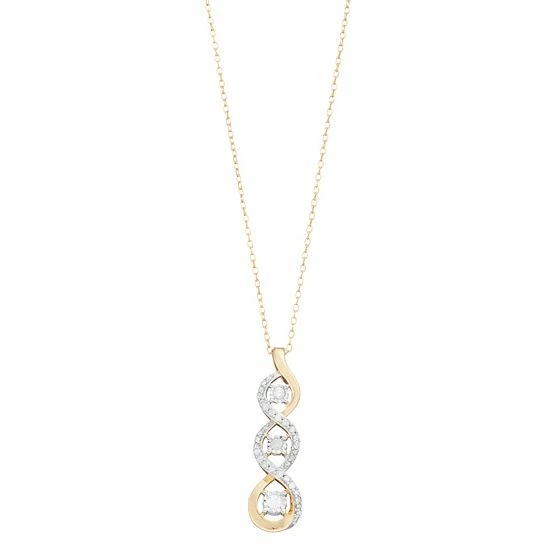 Flash Sale ๐ Unbranded Sterling Silver 1/4 Carat T.W. Diamond Three-Stone Pendant Necklace ๐ - Image 3