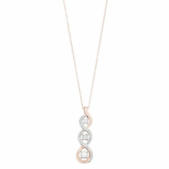 Flash Sale ๐ Unbranded Sterling Silver 1/4 Carat T.W. Diamond Three-Stone Pendant Necklace ๐ - Image 4