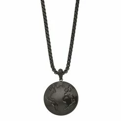 Budget 🔔 Unbranded Men's Black Stainless Steel Earth Pendant Necklace 🛒