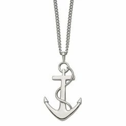 Promo ❤️ Unbranded Men's Stainless Steel Polished Anchor Pendant Necklace 🛒