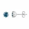 New 🎉 Unbranded 14k White Gold 1 Carat T.W. Blue Diamond Solitaire Stud Earrings 🔔