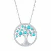 New 🎁 Unbranded Sterling Silver Blue Cubic Zirconia Tree Of Life Necklace 🌟