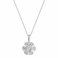 Top 10 🔥 Unbranded Sterling Silver 1/8 Carat T.W. Diamond Floral Cluster Pendant Necklace 🎉