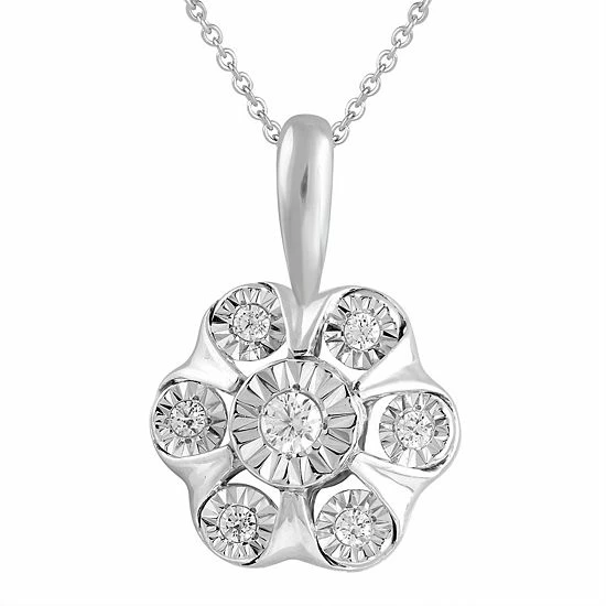 Top 10 ๐ฅ Unbranded Sterling Silver 1/8 Carat T.W. Diamond Floral Cluster Pendant Necklace ๐ - Image 2