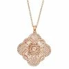 Hot Sale 🔔 Unbranded 14k Rose Gold Over Sterling Silver Morganite & Lab-Created White Sapphire Flower Pendant Necklace ⌛