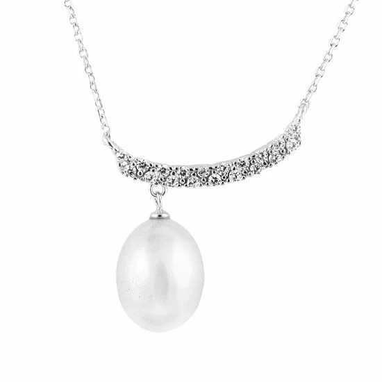 Deals ๐ Unbranded Sterling Silver Freshwater Pearl Cubic Zirconia Pendant Necklace ๐