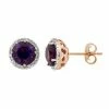 Brand new 🛒 Unbranded Amethyst 10K Gold And 1/8 Carat T.W. Diamond Round-Cut Halo Stud Earrings Yellow 😀