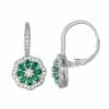 Deals ❤️ Unbranded Sterling Silver Lab-Created Green Spinel & Cubic Zirconia Flower Drop Earrings 🔥