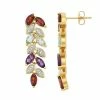 Promo 🧨 Unbranded 18k Gold Over Silver Gemstone Leaf Linear Drop Earrings 🔥