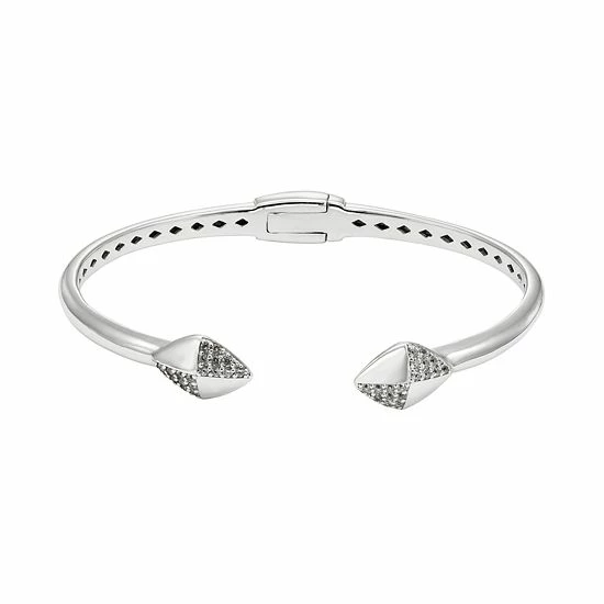 Flash Sale 🥰 Unbranded White Topaz Sterling Silver Hinged Cuff Bracelet 🤩